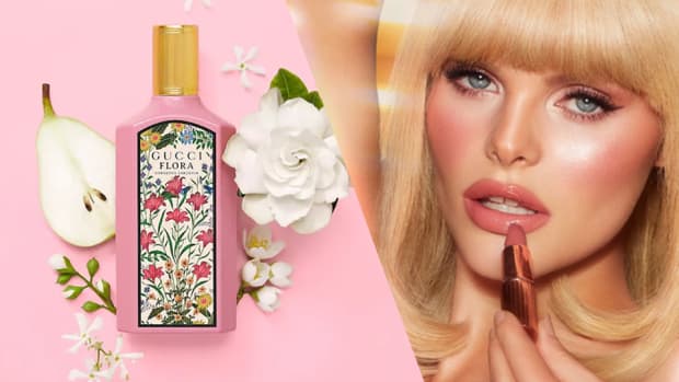 The Best Beauty Gift Sets for Women Who Love All Things Beauty. Left: Gucci Mini Gorgeous Gardenia and Gorgeous Magnolia Perfume Set; Right: Charlotte Tilbury Pillow Talk On the Go Kit