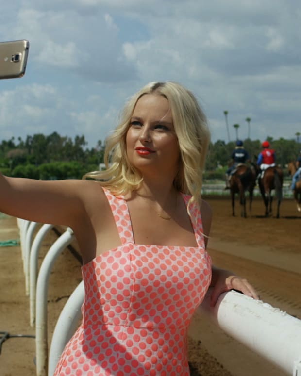Sexy SI Swimsuit Model Genevieve Morton spends a day at the races