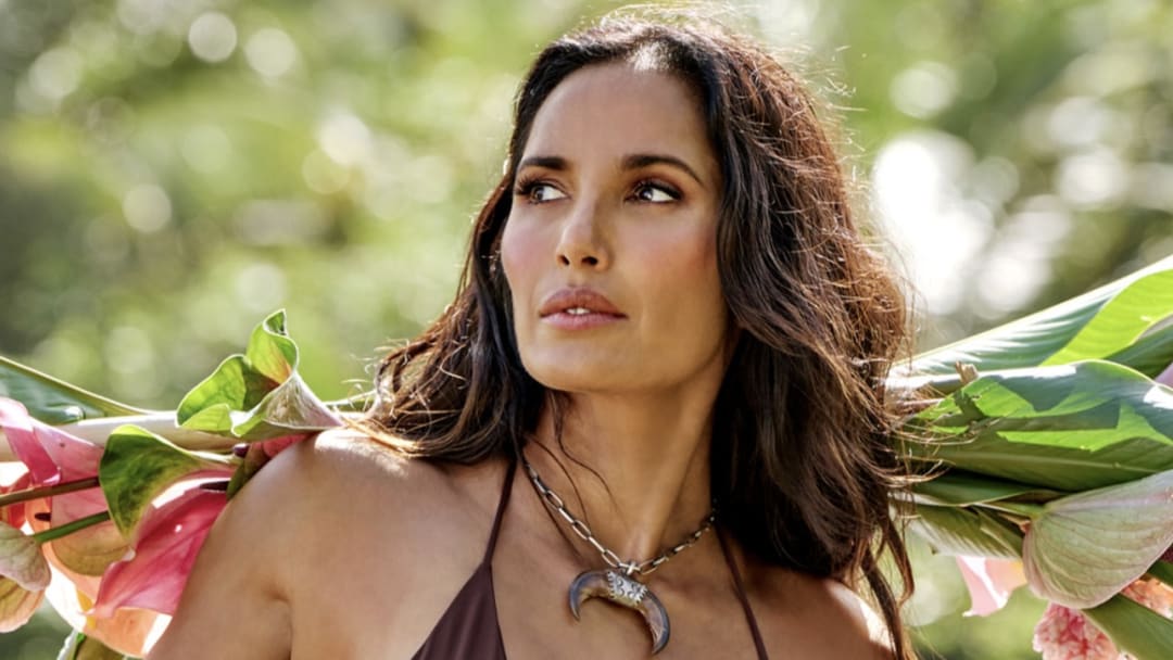 Padma Lakshmi was photographed by Yu Tsai in Dominica. Swimsuit by Toco Swim. Necklace from model’s own collection.
