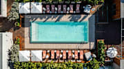 Birds eye view of the pool at The Ray Hotel in Delray.