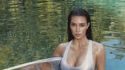 Kim Kardashian was photographed by Greg Swales in the Dominican Republic. Swimsuit by SKIMS. 