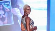  Ashley Byrd walks the runway for Sports Illustrated Swimsuit Runway Show During Paraiso Miami Beach on July 16, 2022 in Miami Beach, Florida.