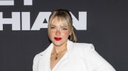 Camille Kostek attends the Boohoo X Kourtney Kardashian fashion show during New York Fashion Week: The Shows on the High Line on September 13, 2022 in New York City. 