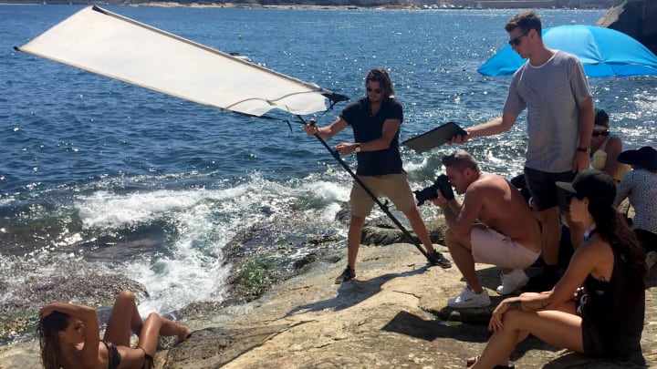 Ben Watts shooting Behind the Scenes in Malta, 2016 for SI Swimsuit.