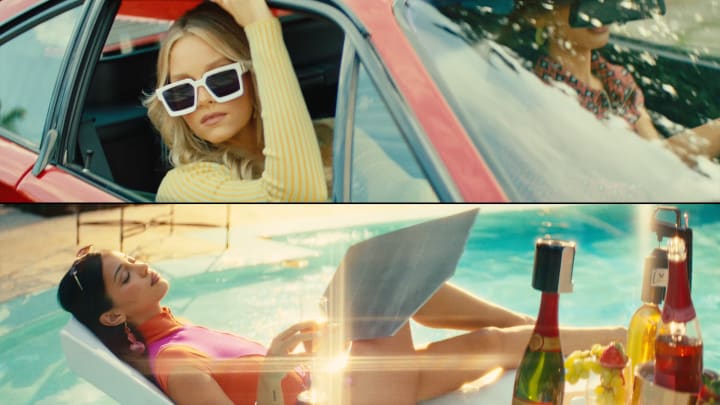 Stills from the music video for "Dancing Feet"