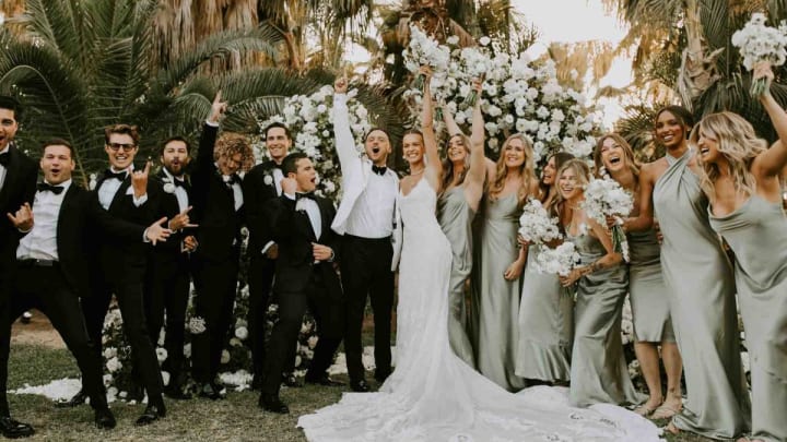 Josephine Skriver and her bridal party.