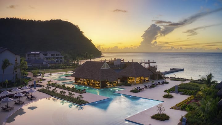 The pool and ocean view at the InterContinental Dominica Cabrits Resort & Spa. The pool and ocean view at the InterContinental Dominica Cabrits Resort & Spa.