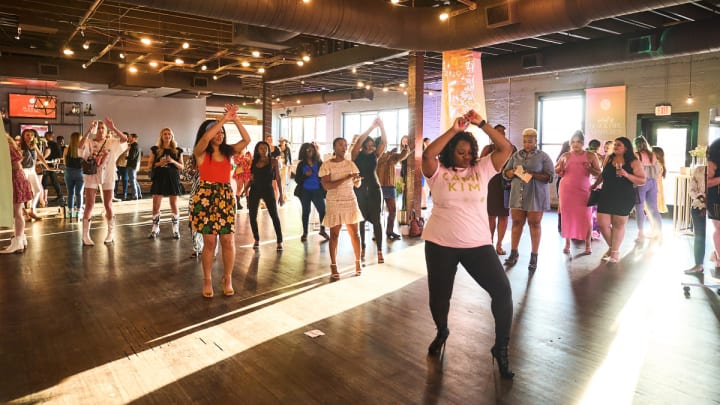 Camp Kim attendees learning Tik Tok dances