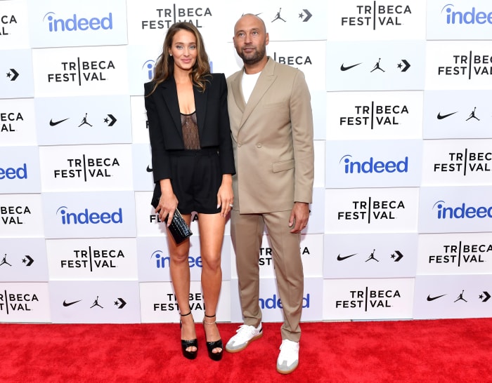 Hannah Jeter and Derek Jeter attend "The Captain" premiere during the 2022 Tribeca Festival at BMCC Tribeca PAC on June 12, 2022 in New York City.