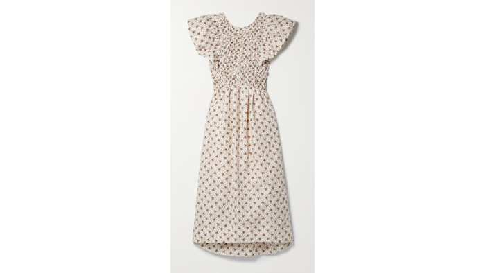SEA - Wilma Smocked cutout matelasse cotton-blend midi dress net-a-porter always on vacation