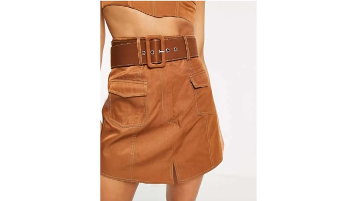 asos - Structured Bralette Top With Stitching Detail and Skirt Set