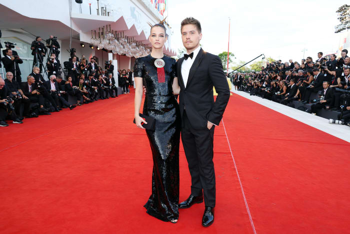 arbara Palvin and Dylan Sprouse attend the "White Noise" and opening ceremony red carpet at the 79th Venice International Film Festival on August 31, 2022 in Venice, Italy