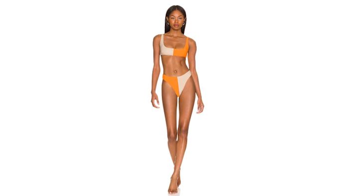 Matthew Bruch Anna Colorblock High-Cut Bikini