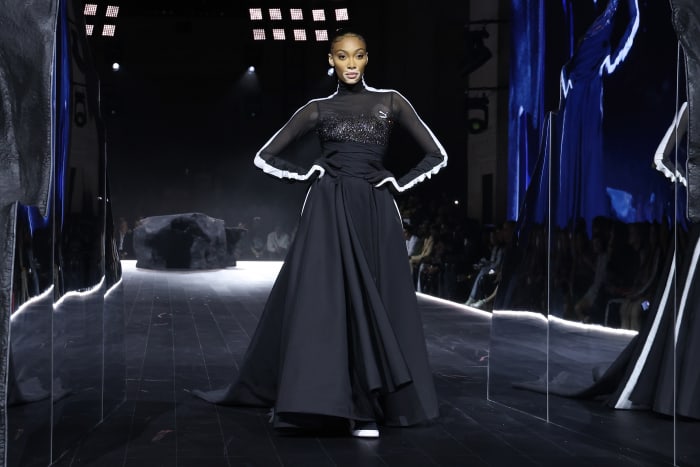 Winnie Harlow walks the runway during the PUMA presents Futrograde fashion show during New York Fashion Week at Cipriani 25 Broadway on September 13, 2022 in New York City. 