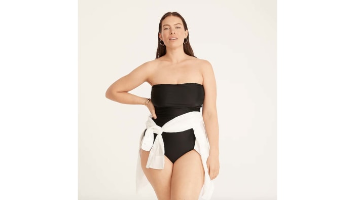 Ruched bandeau one-piece - J.Crew