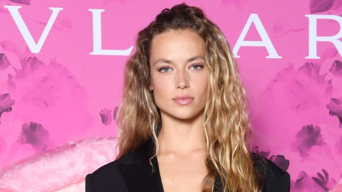 Hannah Ferguson Bares All in Red Hot Blazer With Nothing Underneath