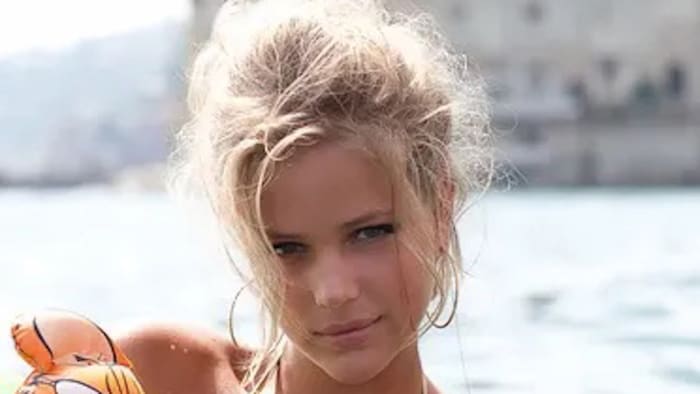 Esti Ginzburg poses in the water off the coast of Naples, Italy.