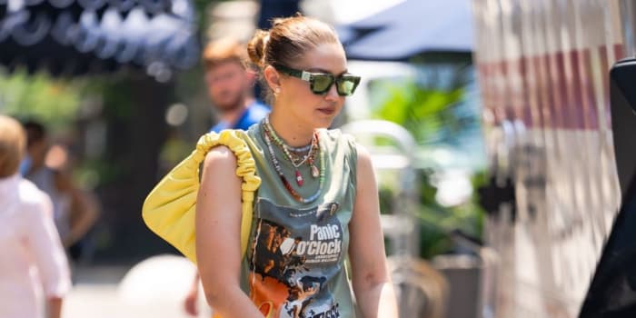 Gigi Hadid in Yellow JW Pei Bag on sale for Amazon Black Friday 2023