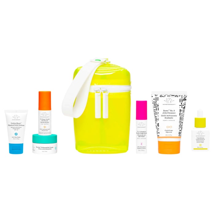 One of the best skincare gift sets for women who love all things beauty, the Drunk Elephant The Littles Skincare Travel Set available now at Sephora