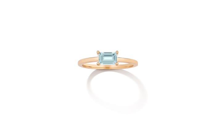 One of The Best Jewelry Gifts for the 2023 Holiday Season Ring Edition, the Aurate Birthstone Baguette Ring available now at Aurate New York