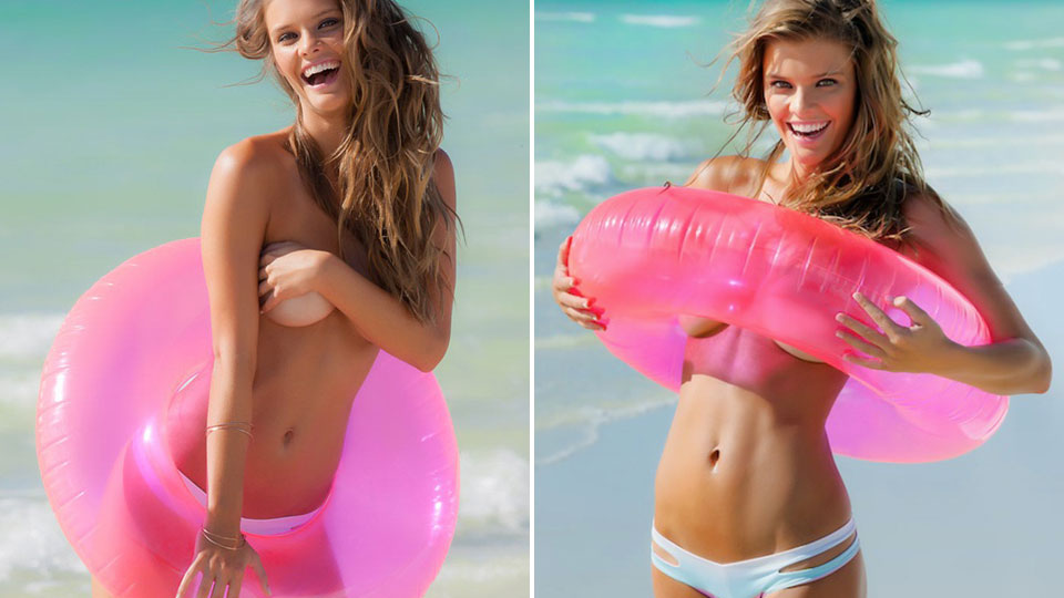 Nina agdal gets injured on her 2013 SI Swimsuit shoot.