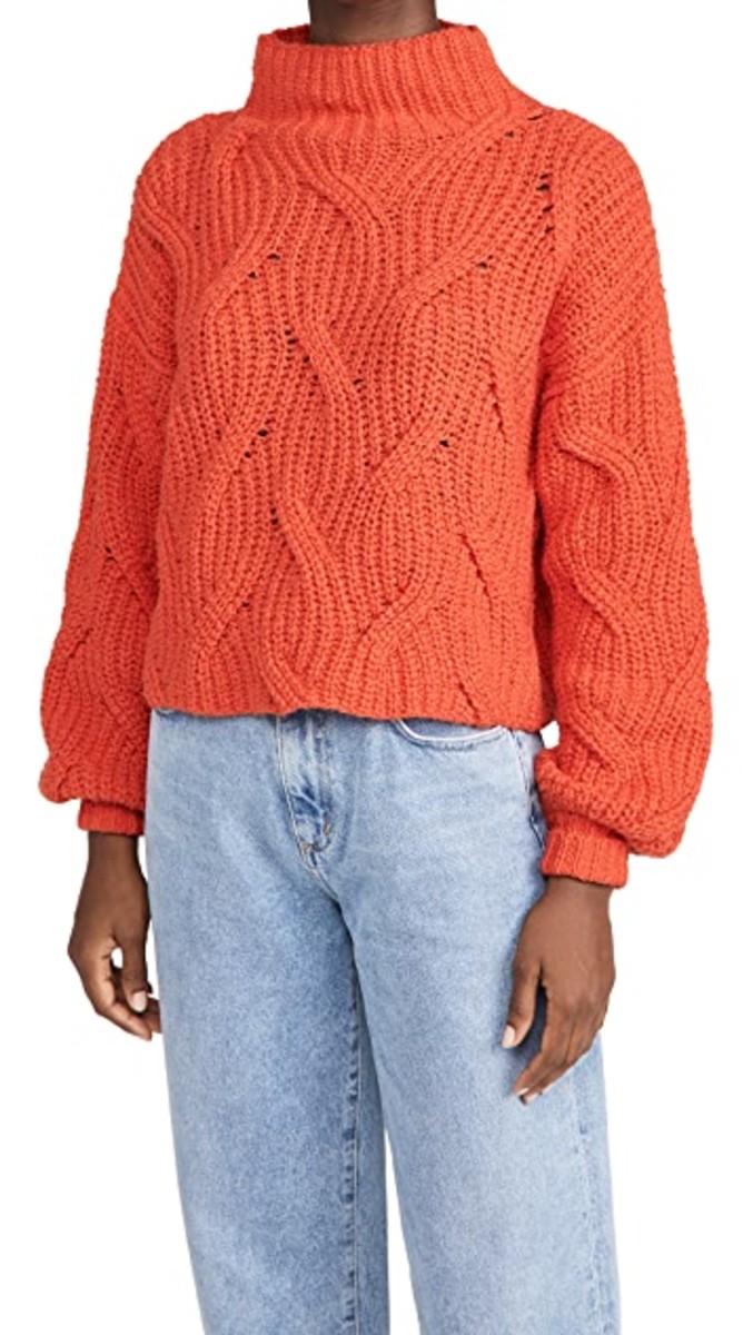 Free people orange knit sweater