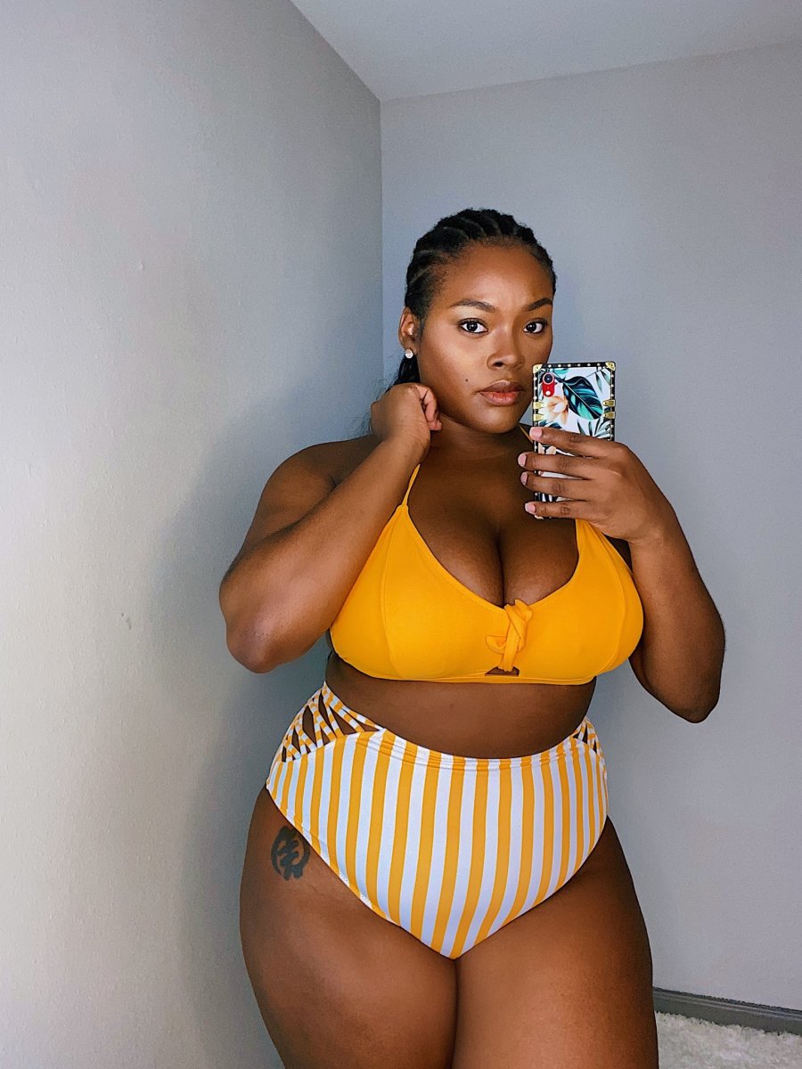 Yellow Striped Swimsuit, $99 (SALE)