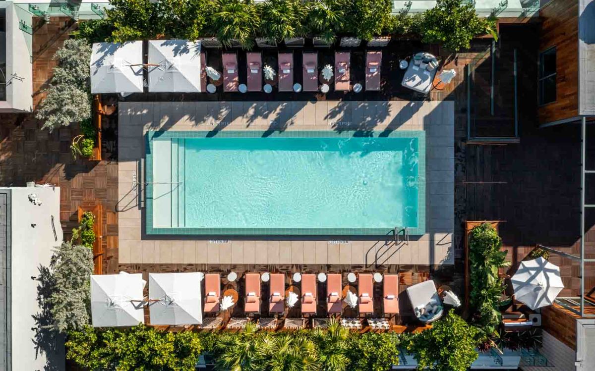 Birds eye view of the pool at The Ray Hotel in Delray.