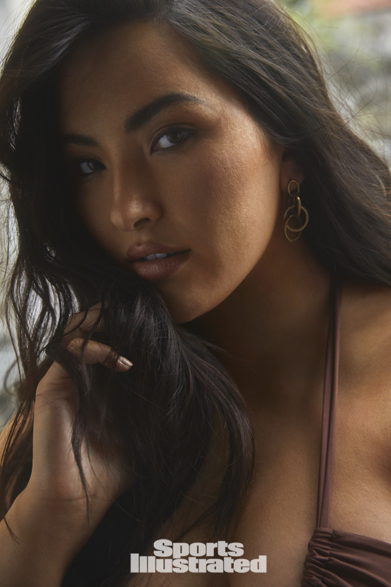 Yumi Nu was photographed by James Macari in Montenegro. Swimsuit by 437 Swim .Earrings by Michelle Ross.