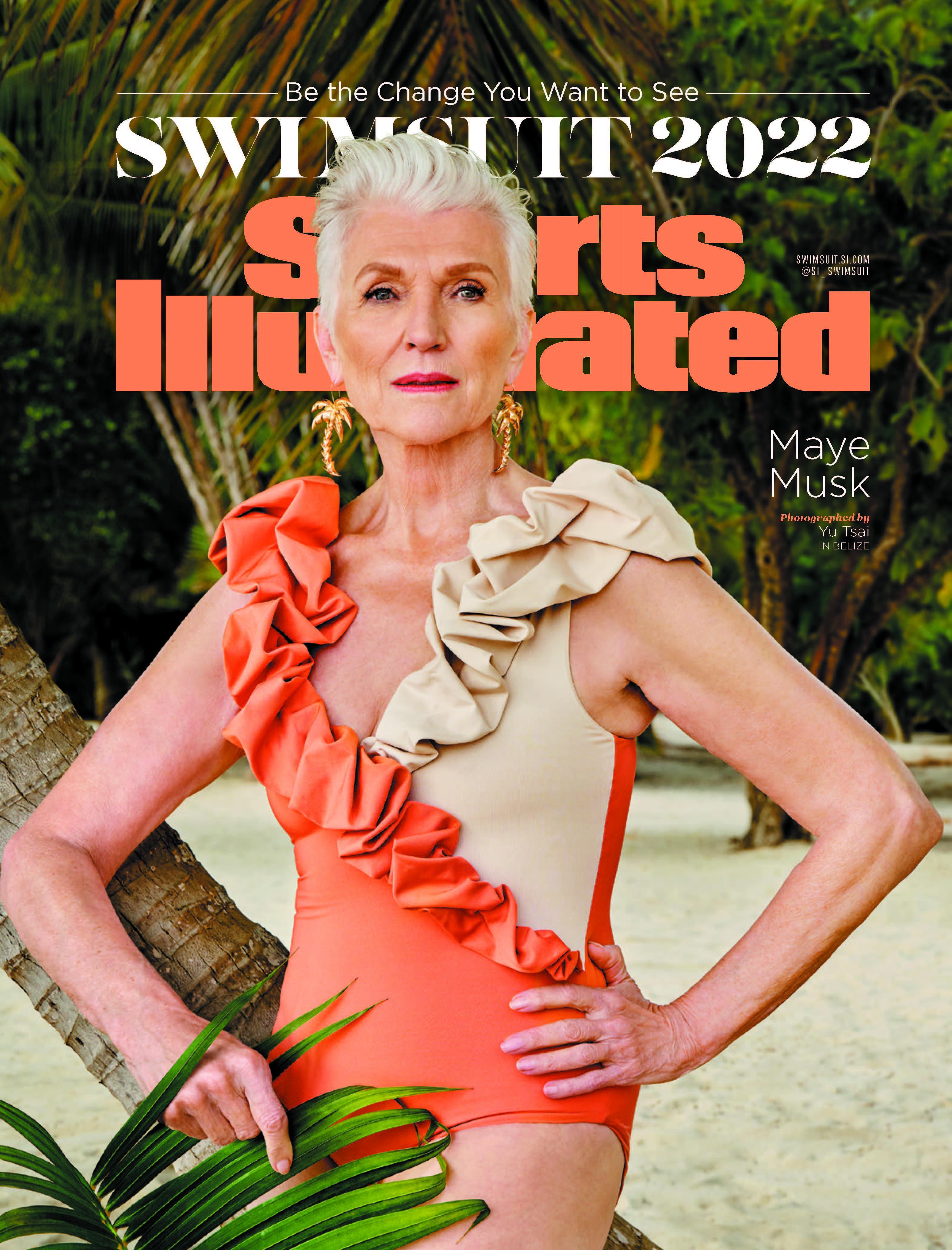 Maye Musk 2022 SI Swimsuit Issue cover photographed by Yu Tsai in Belize.
