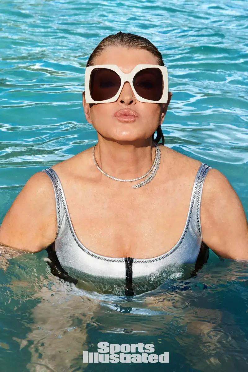 Martha Stewart was photographed by Ruven Afanador in the Dominican Republic. Swimsuit by Body Glove. Sunglasses by Gucci provided by Moda Operandi. Necklace by Cicada.