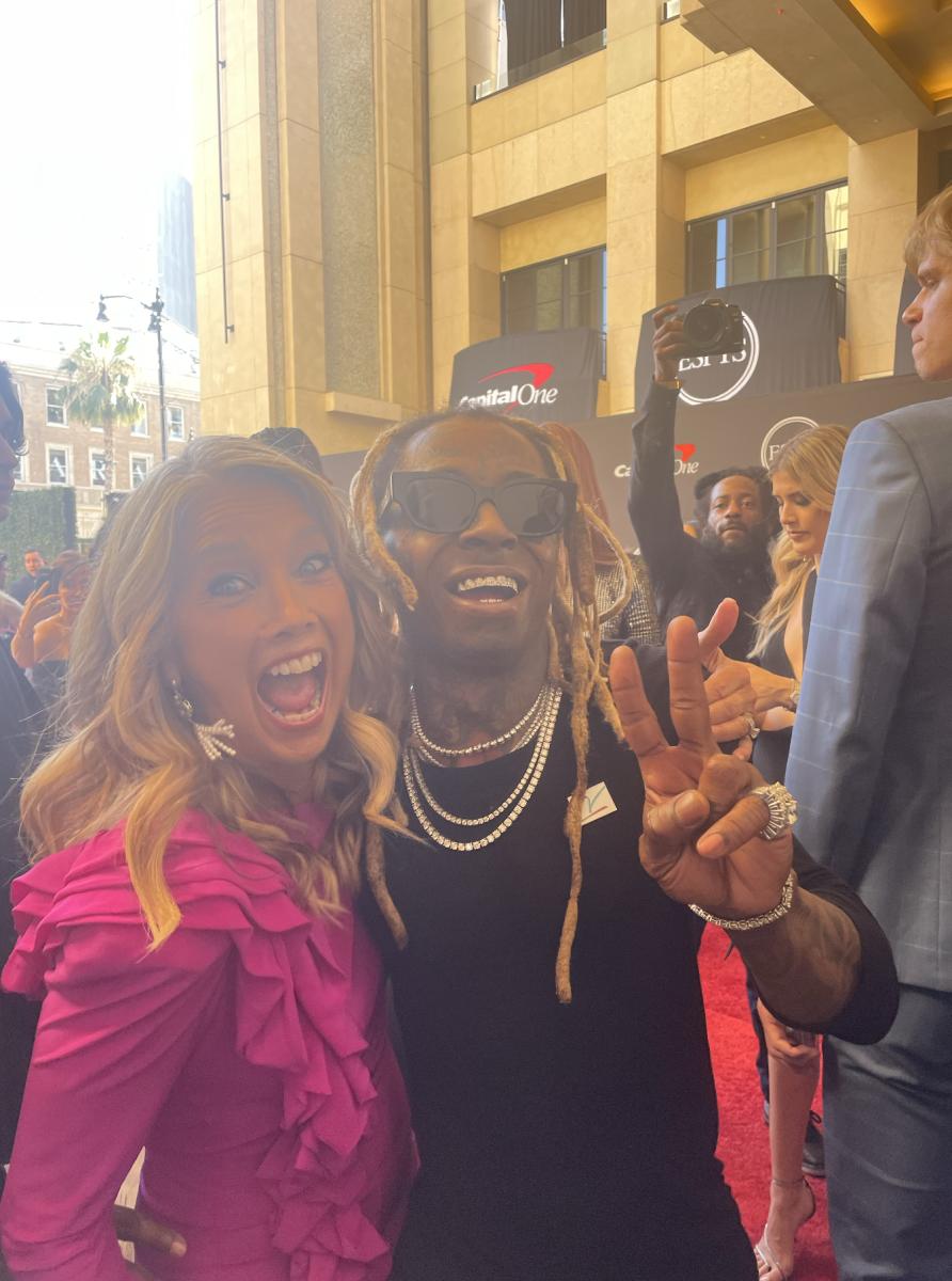 Denise Austin meets Lil Wayne on the red carpet at the ESPYs.