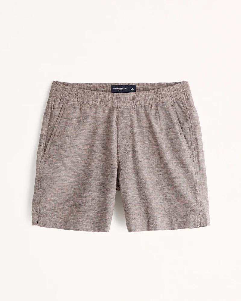 abercrombie linen blend pull on shorts