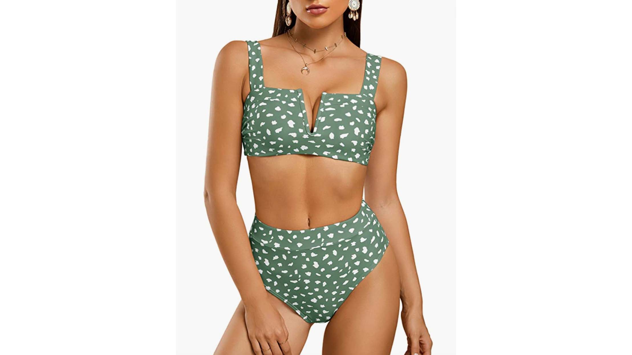 Saodimallsu - Leopard Printed High Waisted High Cut Bikini Set, $27.88 (amazon.com)