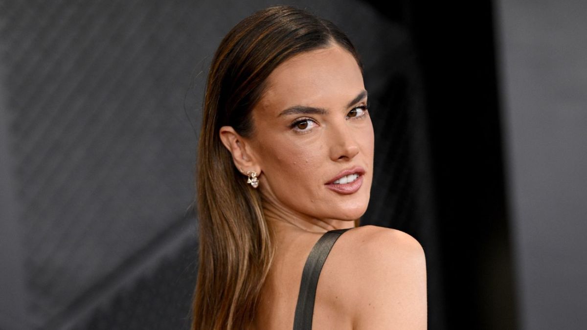 Alessandra Ambrosio Poses in Little Black Two-Piece and Bodypaint