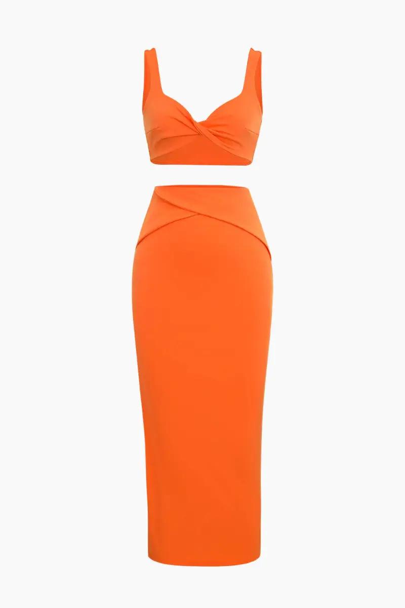 Orange top and maxi skirt set