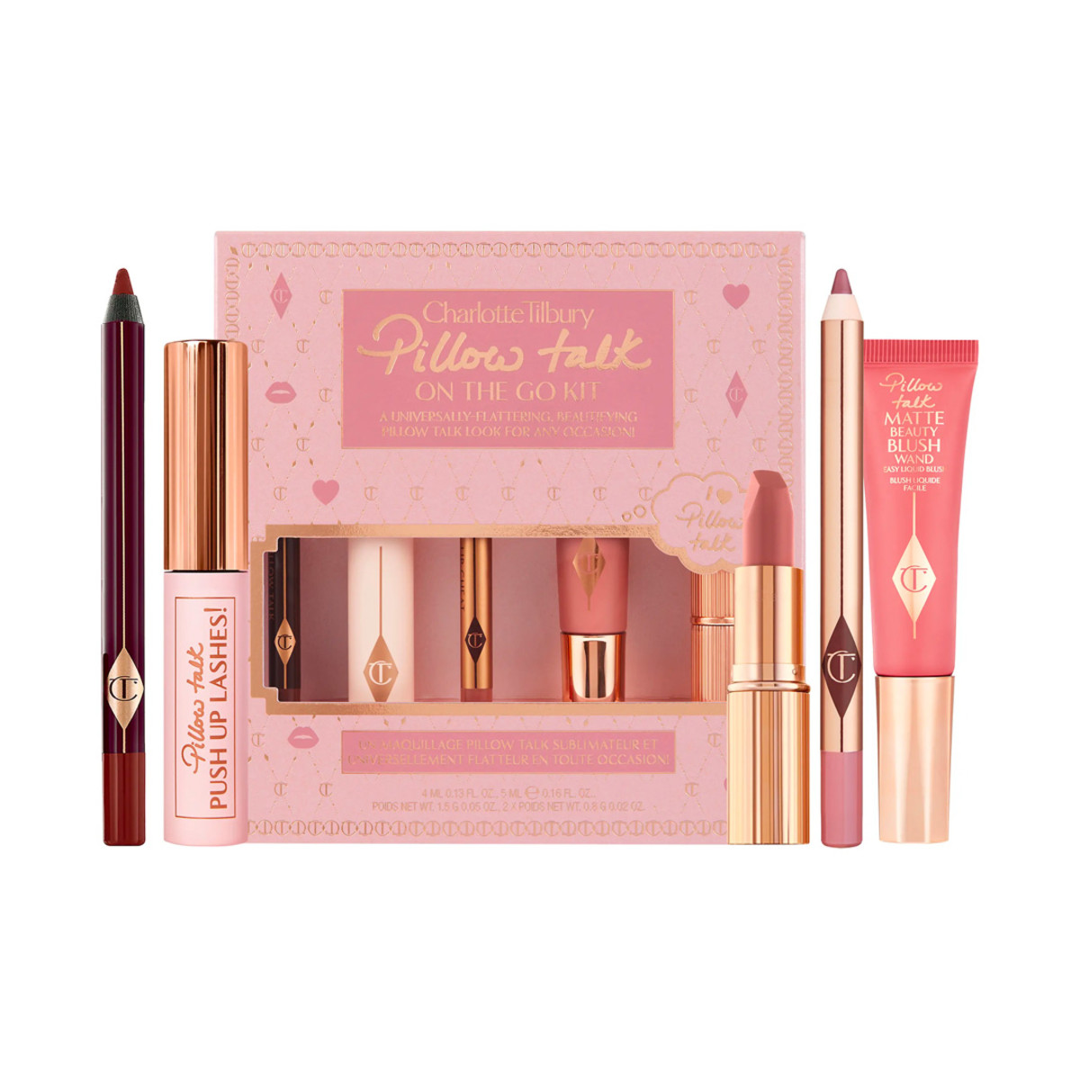 One of the best makeup gift sets for women who love all things beauty, the Charlotte Tilbury Pillow Talk On the Go Kit available now at Sephora