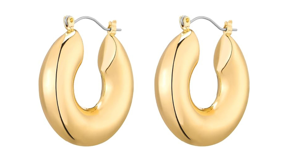 One of The Best Jewelry Gifts for the 2023 Holiday Season Earring Edition, the Apsvo Chunky Gold_Silver Hoop Earrings available now at Amazon