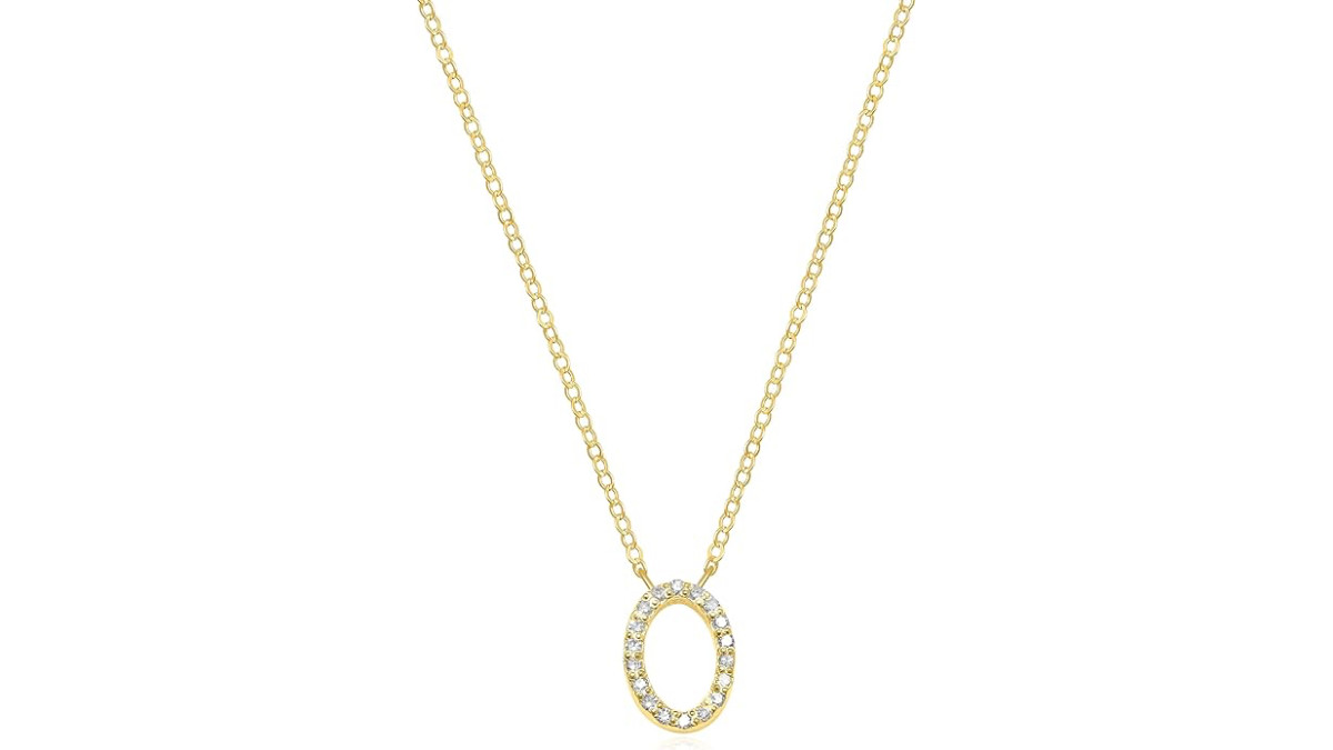 One of The Best Jewelry Gifts for the 2023 Holiday Season Necklace Edition, the Amelia Rose Diamond Initial Necklace available now at Amazon
